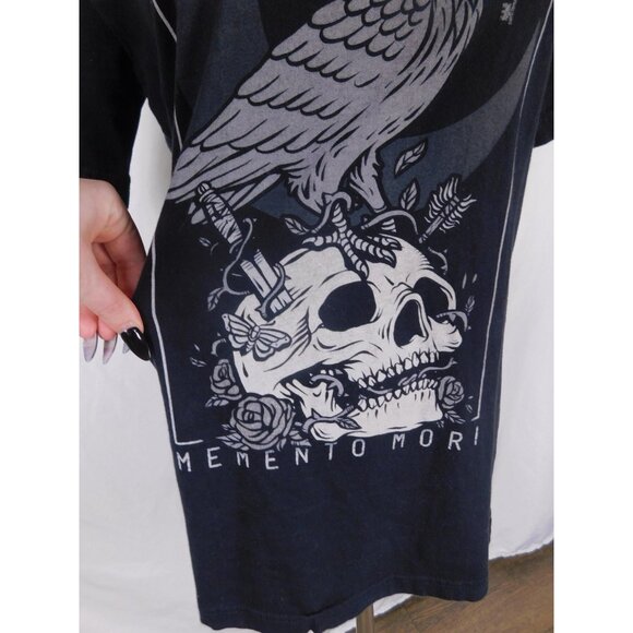 Memento Mori Crow Graphic T-Shirt Size Small Gothic - Picture 7 of 11